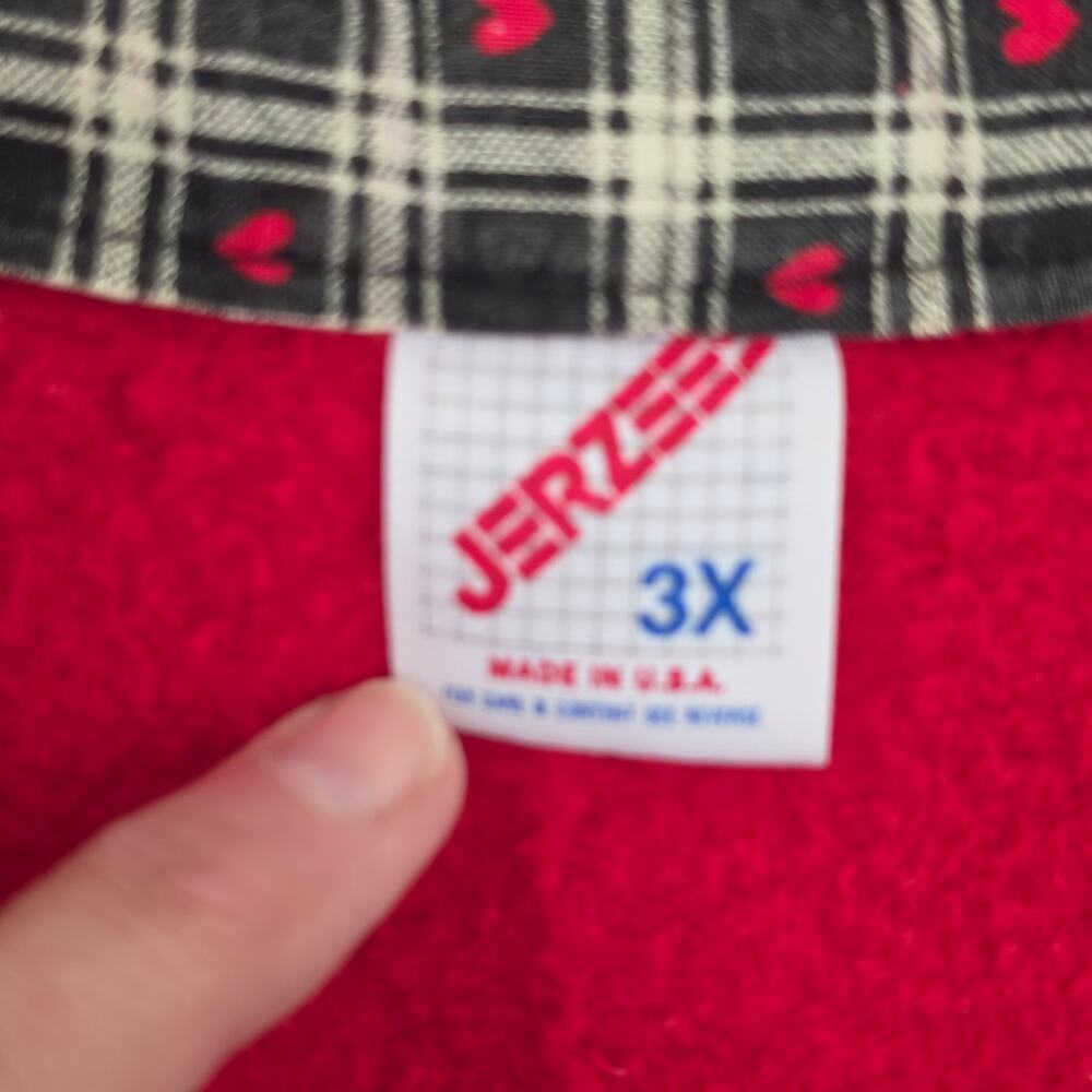 Handcrafted Unique 3XL Red Knit Teacher Core ABC Fleece Cardigan Jacket - Picture 12 of 12